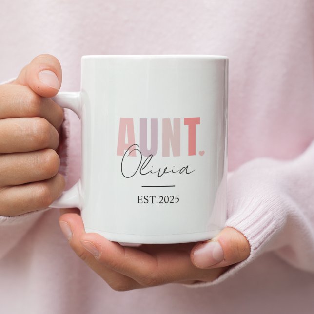 Befördert zur Tante EST 2025 | Personalisierte neu Zweifarbige Tasse (Von Creator hochgeladen)