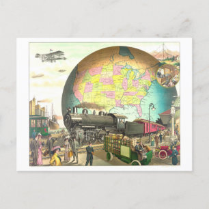 Beförderungsarten Viktorianischer Lithograph Postkarte