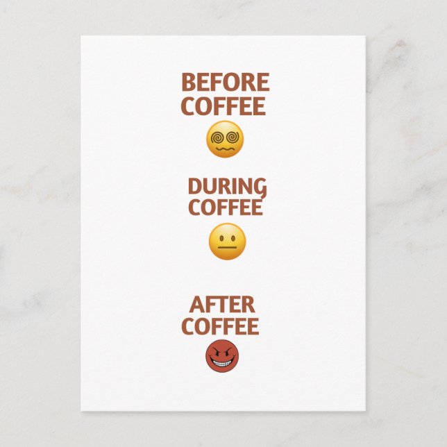 Before During After Coffee Mood Vector Art Postkarte (Vorderseite)