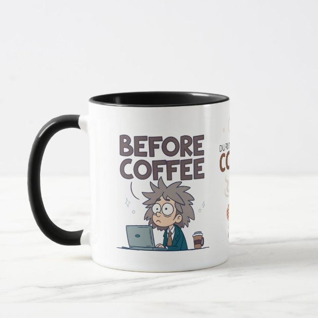 Before During After Coffee Mood Vector Art Tasse (Links)