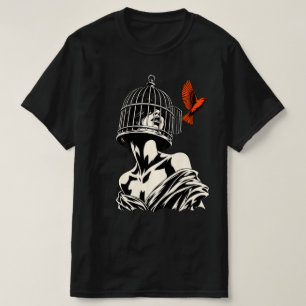 Befreit werdende Frau und Vogel Surrealistische Ku T-Shirt