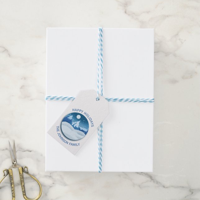 Befrostete Friedenslandschaft individuell Geschenkanhänger (Mit Garn)