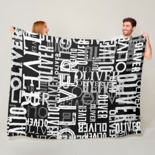 Befürchtete Namen, die auf modernen Schwarz-Weiß-S Fleecedecke