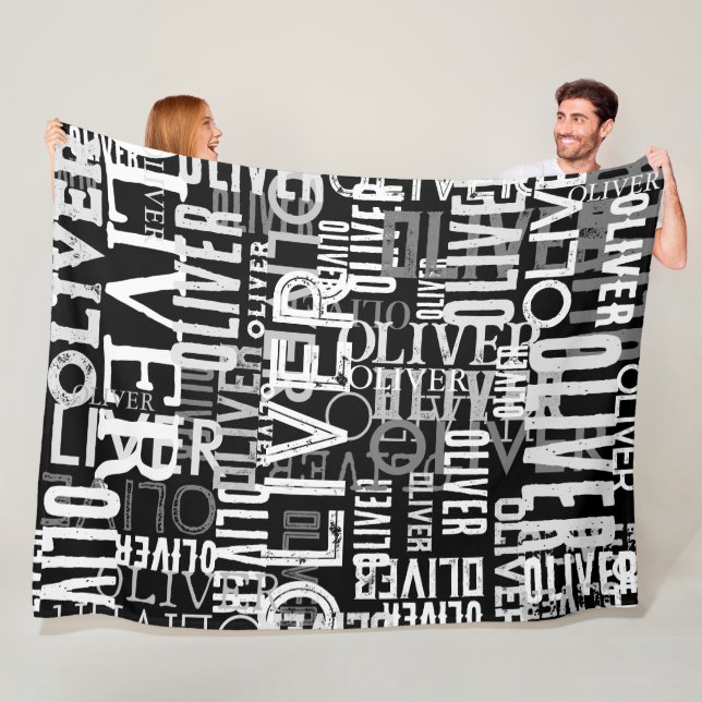 Befürchtete Namen, die auf modernen Schwarz-Weiß-S Fleecedecke (Beispiel)