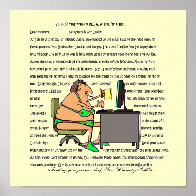 BEG-A-THON FÜR GELD-REALITÄTSKARO POSTER (Vorne)