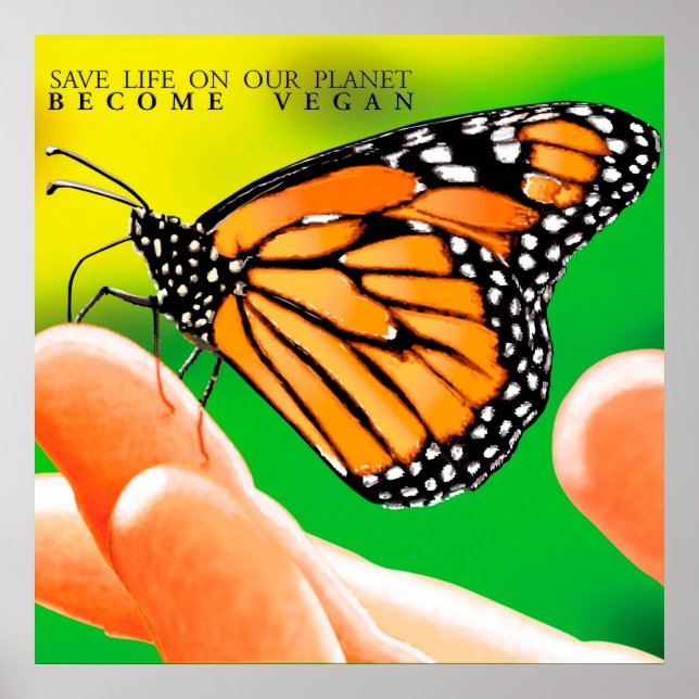 Begeben Sie sich zur Gewaltlosigkeit. Werde Vegan! Poster (Vorne)