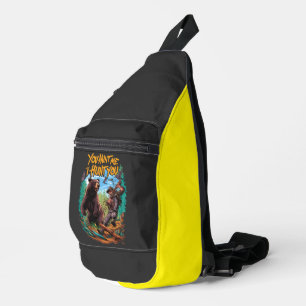 Begegnung im Wald Bärenjagd lustig Crossbody Bag