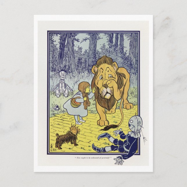 Begegnung mit dem feigen Löwenzauberer Oz Postkarte (Vorderseite)