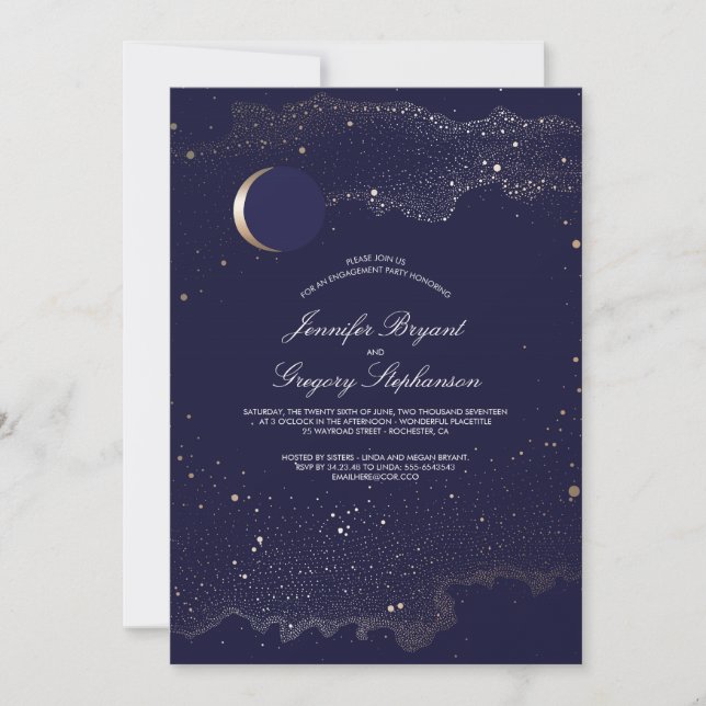 Begegnungspartei Crescent Moon und Night Stars Einladung (Vorderseite)