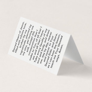 Begehung der Gebetskarte des Heiligen Herzens Visitenkarten