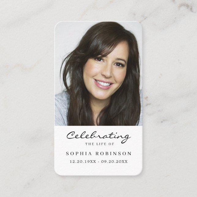 Begehung der Gedenkkarte für das Foto des Lebens Visitenkarte (Vorderseite)