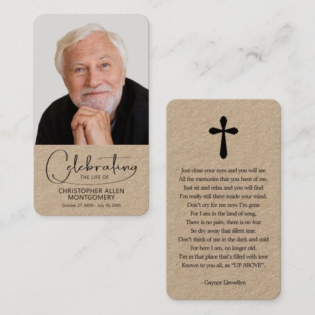 Begehung des Fotos Lebensgebet Visitenkarte (Vorne/Hinten)