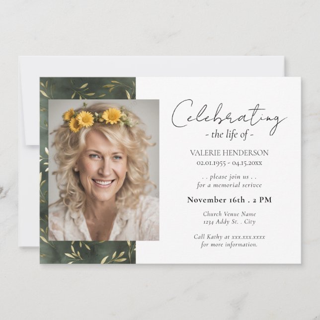 Begehung des Lebenslebens des Fotos von Olivenblät Einladung (Vorderseite)