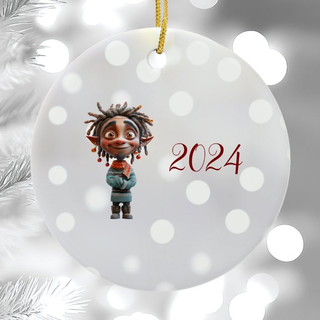 Begeisterte Keramik der Teen Christmas Elf Ornament (Von Creator hochgeladen)