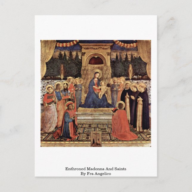 Begeisterte Madonna und Heilige von Fra Angelico Postkarte (Vorderseite)