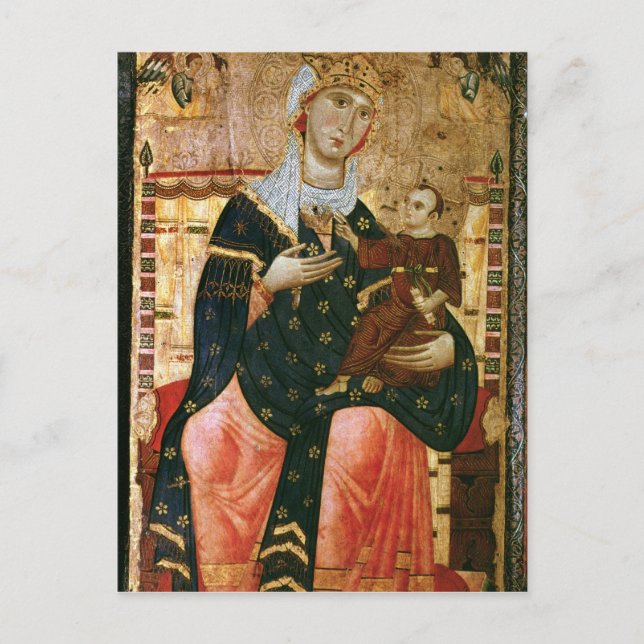 Begeisterte Madonna und Kind, c.1260 Postkarte (Vorderseite)