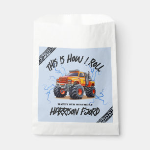 Begeisterte Orange Monster Truck Boys Geburtstagsp Geschenktütchen