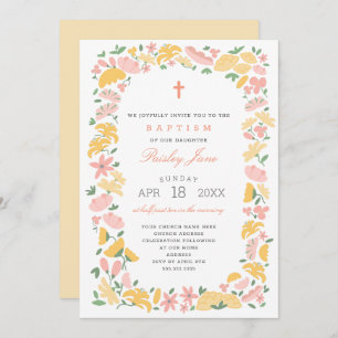 Begeisterte Taufveranstaltung mit Floral Wreath Einladung