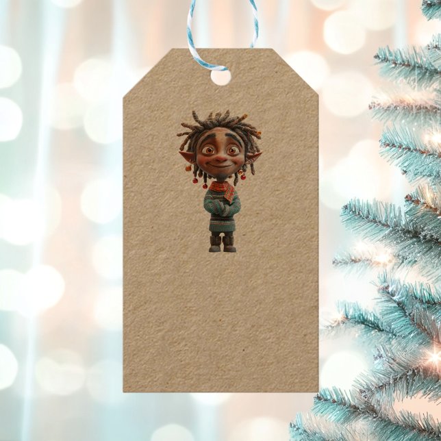 Begeisterte Weihnachts-Elf Kraft-Geschenktasten Geschenkanhänger (Von Creator hochgeladen)