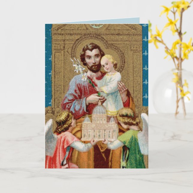 Begeisterter St. Joseph empfängt Vatikane Maquette Karte (Gelbe Blume)