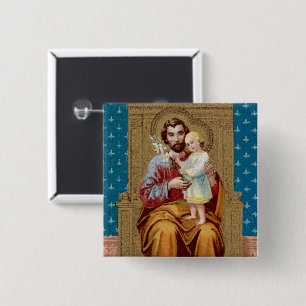 Begeisterter St. Joseph mit Kleinkind-Christkind Button