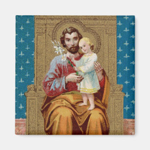 Begeisterter St. Joseph mit Kleinkind-Christkind Magnet