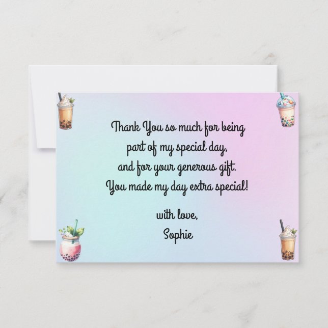 Begeisterung für den Geburtstag des Bobba-Tees Dankeskarte (Vorderseite)