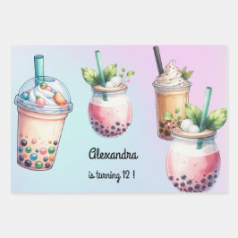 Begeisterung für den Geburtstag des Bobba-Tees Geschenkpapier Set