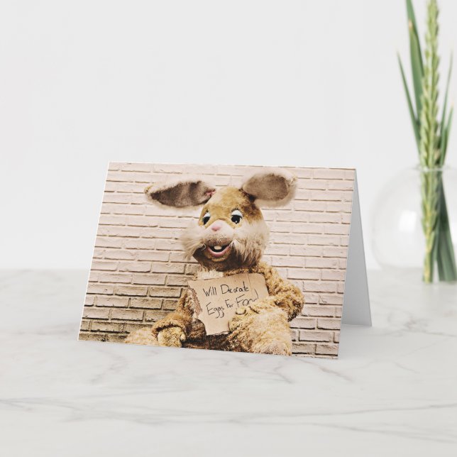 Beggar Bunny, Funny Osterrainbit Card Feiertagskarte (Vorderseite)