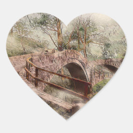 Beggars Bridge, Glaisdale - Watercolour Art Herz-Aufkleber