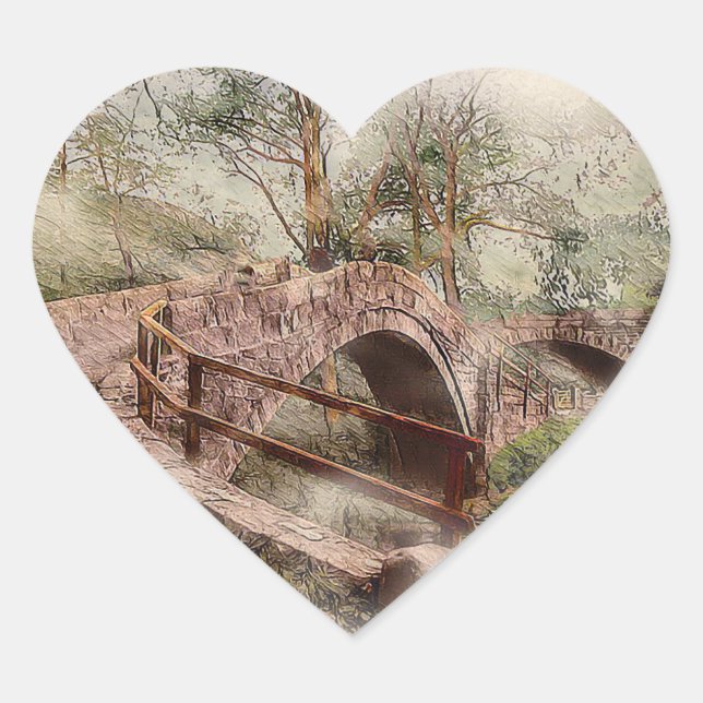 Beggars Bridge, Glaisdale - Watercolour Art Herz-Aufkleber (Vorderseite)