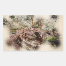 Beggars Bridge, Glaisdale - Watercolour Art Rechteckiger Aufkleber