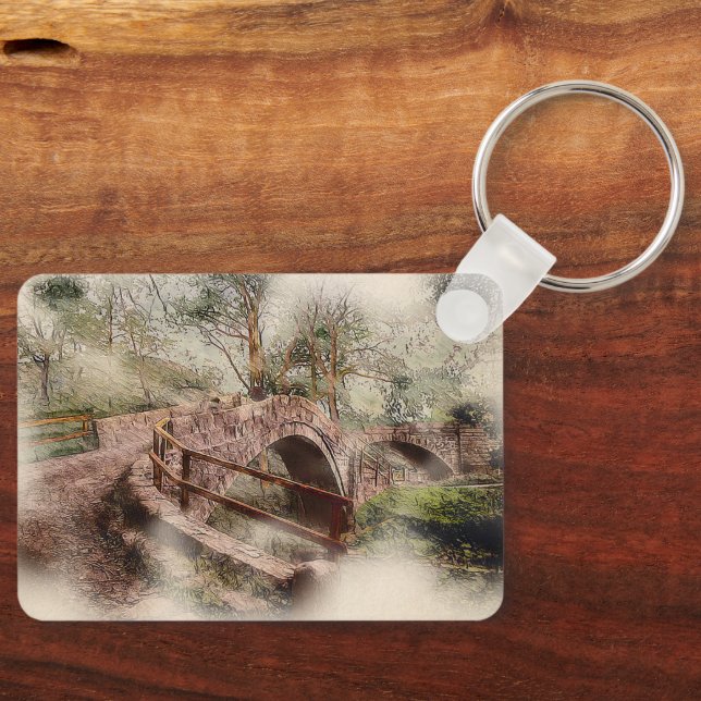 Beggars Bridge, Glaisdale - Watercolour Art Schlüsselanhänger (Vorderseite)