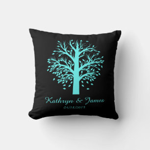 Beginn des neuen Familienbaums, Namen/Datum; aqua/ Kissen