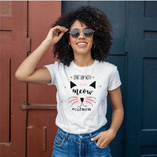 Beginne den Tag mit einem Miauen, Hashtag Katzenmu T-Shirt
