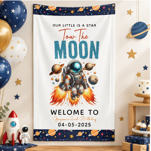 Beginne die Reise zum Mond 2. Geburtstag Weltraum Banner