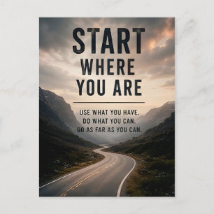 🚀 Beginne dort, wo du bist Tägliche Motivation un Postkarte