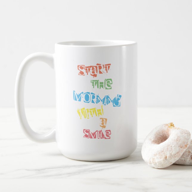 Beginnen Sie den Morgen mit einem Lächeln Kaffeetasse (Mit Donut)
