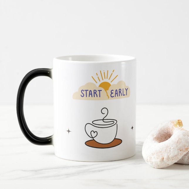 Beginnen Sie früh Ihren Kaffee Verwandlungstasse (Mit Donut)