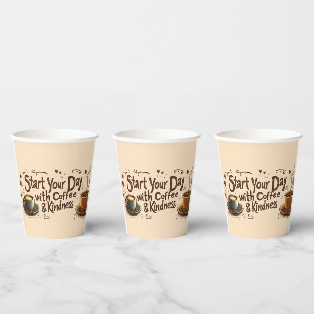 Beginnen Sie Ihren Tag mit einem Kaffee- und Willk Pappbecher (Multi)