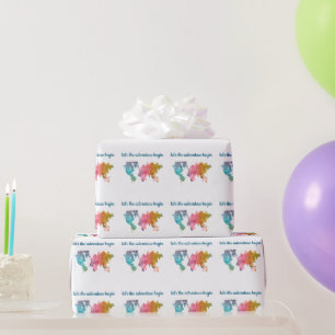 Beginnen wir mit dem Abenteuer mit einer farbenfro Geschenkpapier