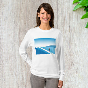 Beginnend Journey Blue Road Womens Long Sleeve T-Shirt