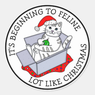 Beginnend mit Feline Lot wie Weihnachten Runder Aufkleber