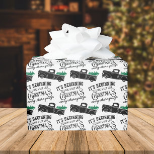 Beginnend, wie Black Truck Weihnachten auszusehen Geschenkpapier