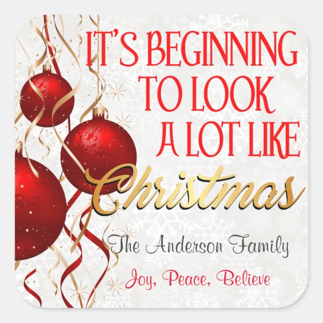 Beginnend, wie Weihnachts-Gewohnheit auszusehen Quadratischer Aufkleber (Vorderseite)