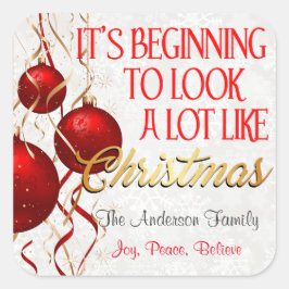 Beginnend, wie Weihnachts-Gewohnheit auszusehen Quadratischer Aufkleber