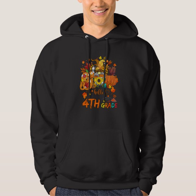 Beginning Of Autumn Fall Teacher Sunflower Hello 4 Hoodie (Vorderseite)