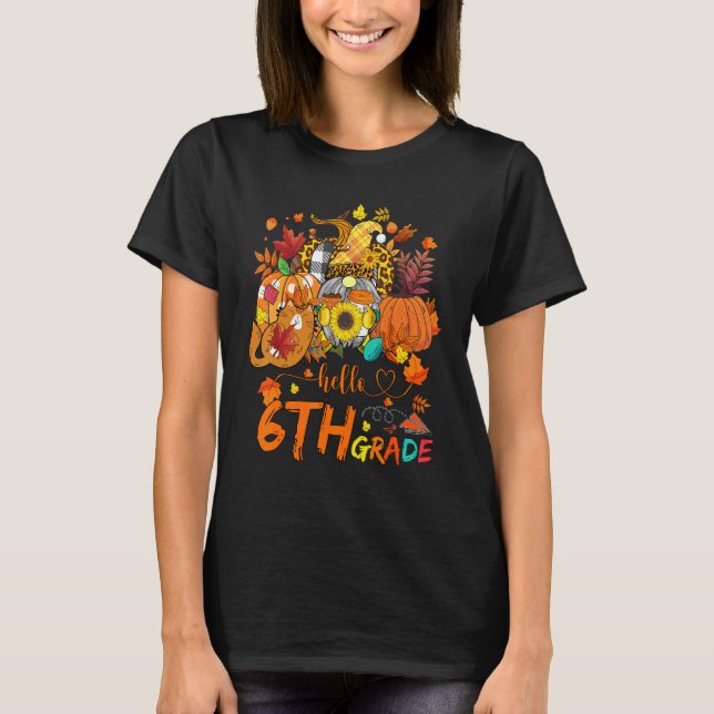 Beginning Of Autumn Fall Teacher Sunflower Hello S T-Shirt (Vorderseite)