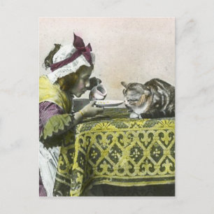 Begleiten Sie mich zur Tea Kitty Vintage Victorian Postkarte