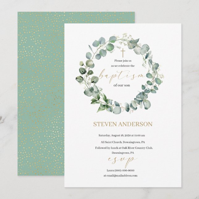 Begleiten Sie uns bei einer Taufveranstaltung Einladung (Vorne/Hinten)